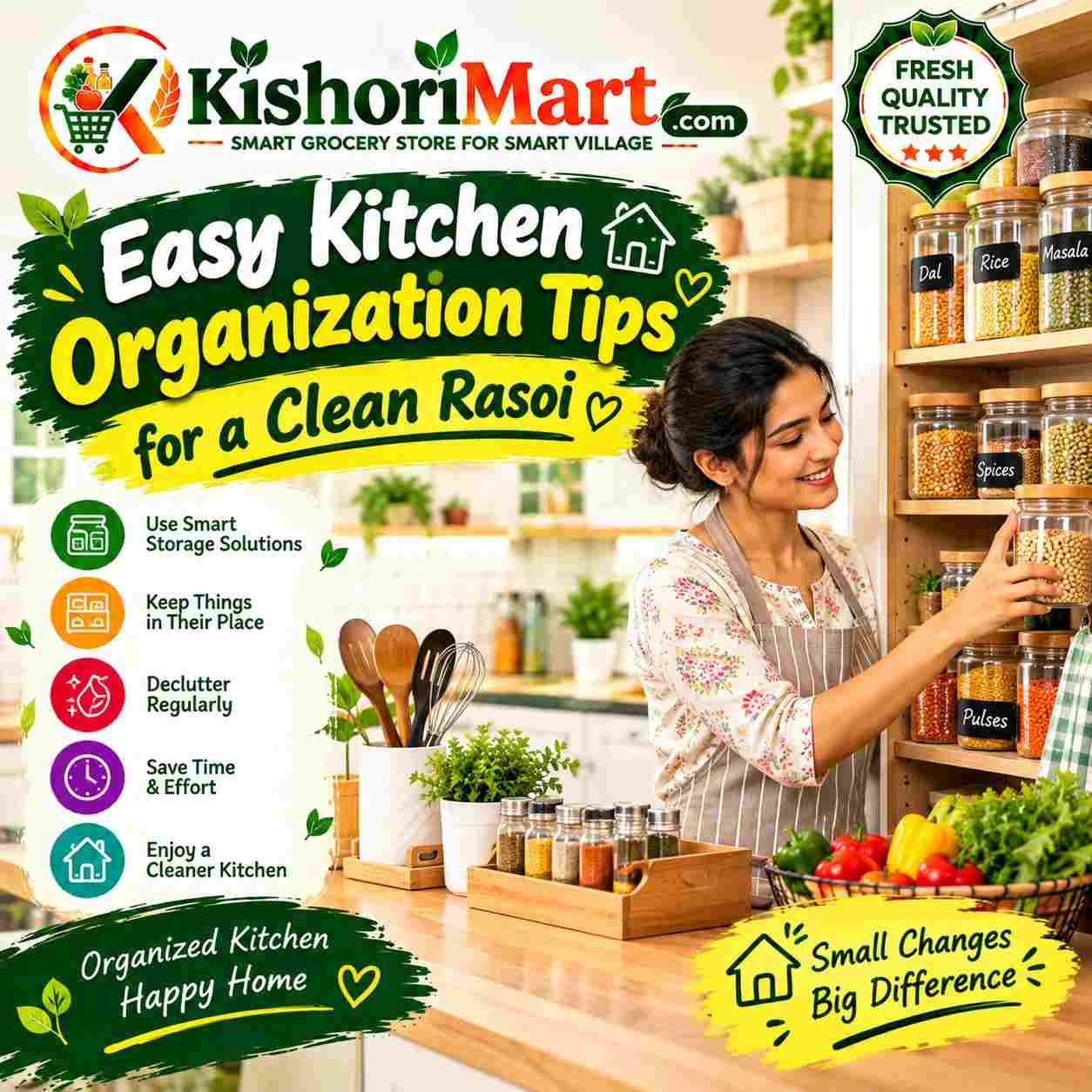 Easy Kitchen Organization Tips for a Clean Rasoi